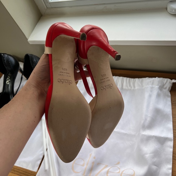 Elizee Italian Leather Shoes. Size 40 EU / 9 US – Brand New in Box.Crimson/beige - Picture 13 of 13